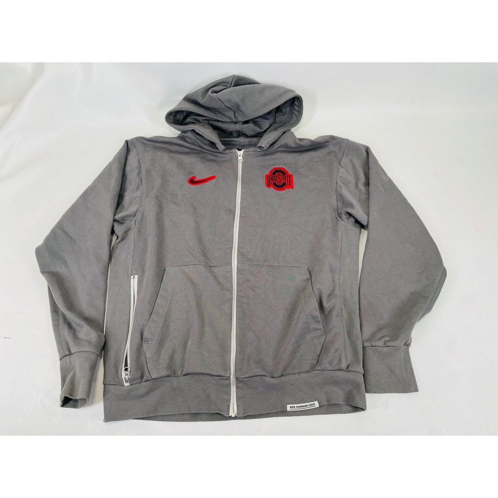 Nike Standard Issue Ohio State Buckeyes Dri-FIT Full Zip Hoodie Mens Medium Gray